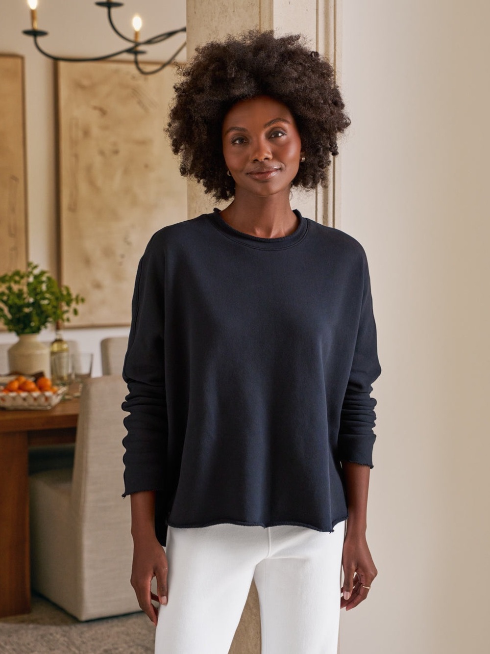 Frank & Eileen - Anna Long Sleeve Caplet/Sweatshirt (Navy)